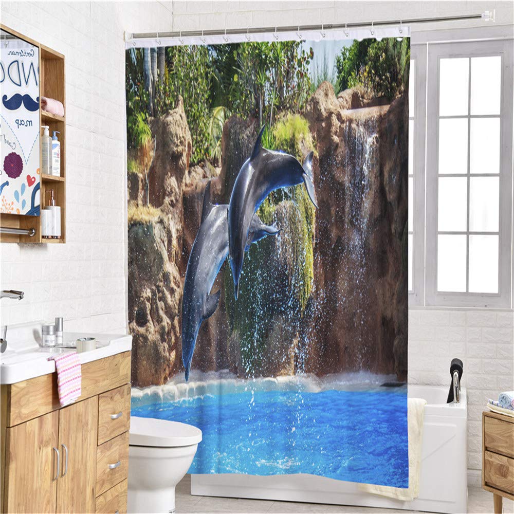 Tenda Doccia Bambini Con Delfini Arcobaleno - Impermeabile 182x182cm Per Bagno Marino - Foto 3