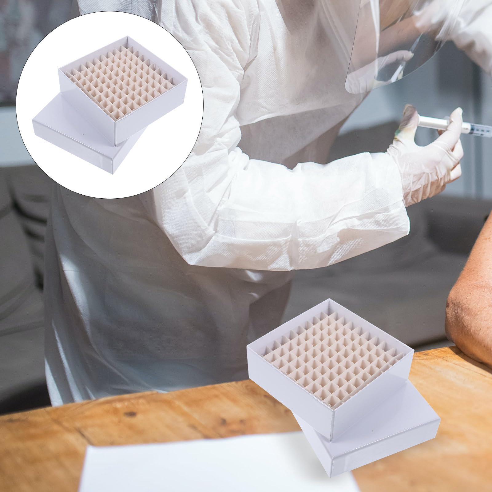 Porta Provette da 100 Scomparti per Microcentrifuga in Carta Bianca, Scatola di Stoccaggio per Congelatore
