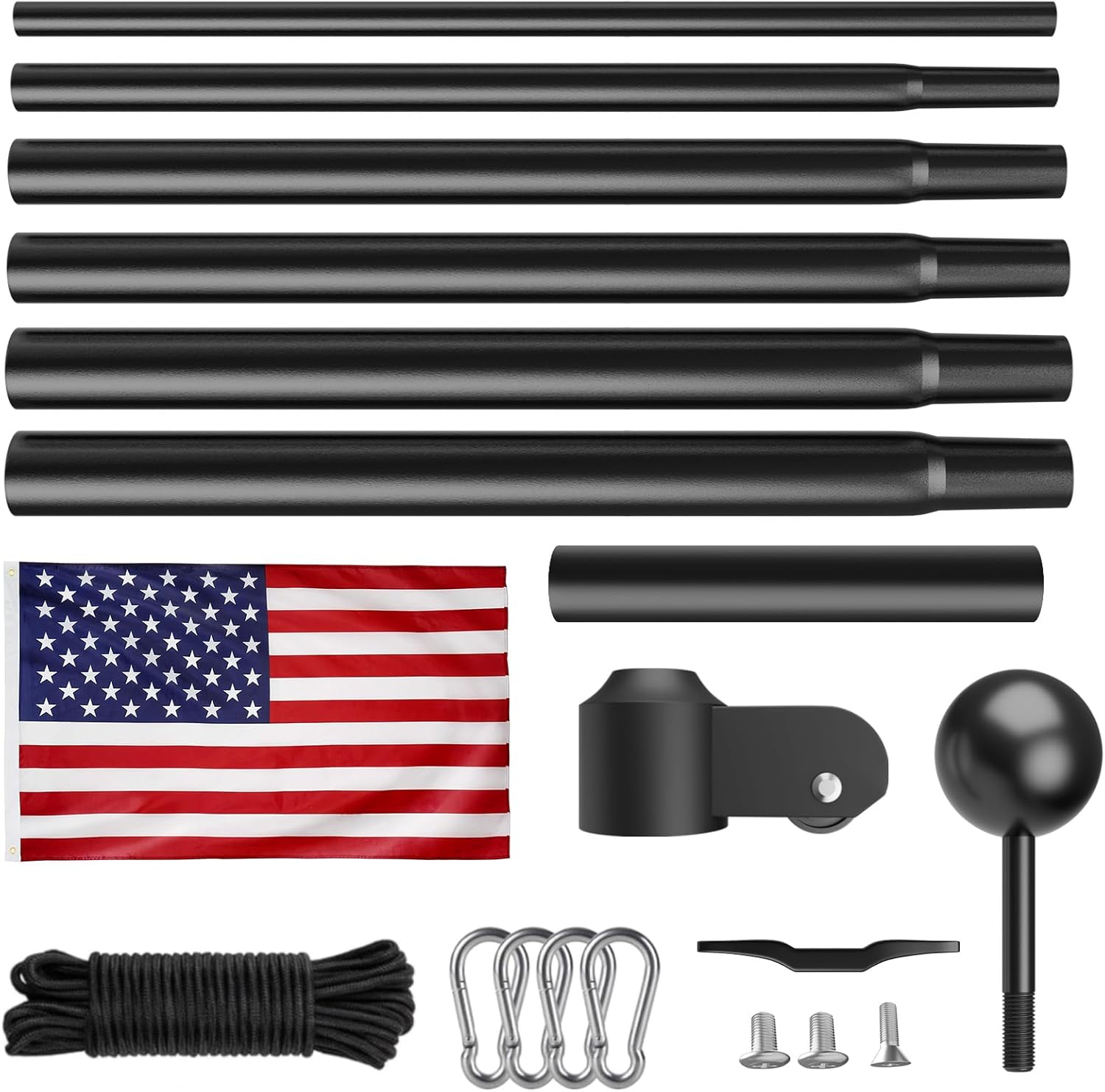 Heavy Duty Flag Pole 20 FT 12 Gauge Extra Thick Aluminum Flag Pole Holder for Outside House Outdoor Metal Flag Pole Kit