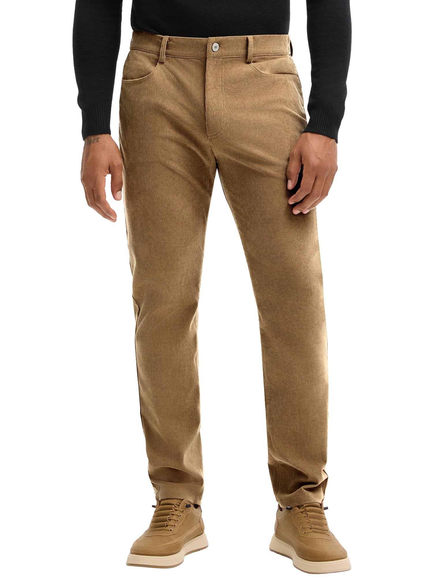 HOTake Mens Lightweight Stretch Corduroy Pants Straight Fit Chino Pants