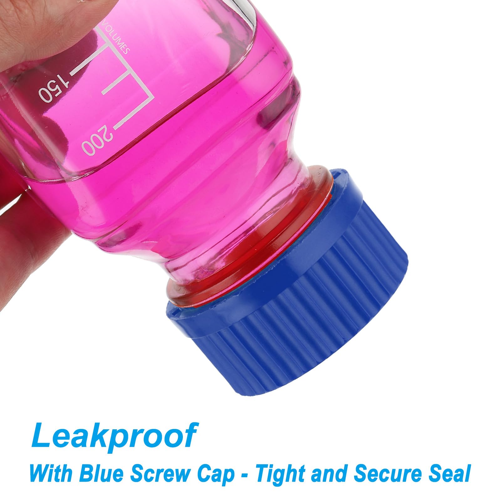 PATIKIL 8er Pack Reagenzgläser Aufbewahrungsflaschen 250ml Borosilikatglas Quadratische Graduierte Runde Flaschen Mit GL32 hellblauer Schraubkappe Für Labor Wasser Reagenzflüssigkeiten