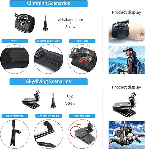 Miniatura 6 de Kit de accesorios para cámara de acción 50 en 1, compatible con GoPro Hero 131211109, DJI Osmo Action 5 Pro43, Insta360 X4X3, Akaso y más