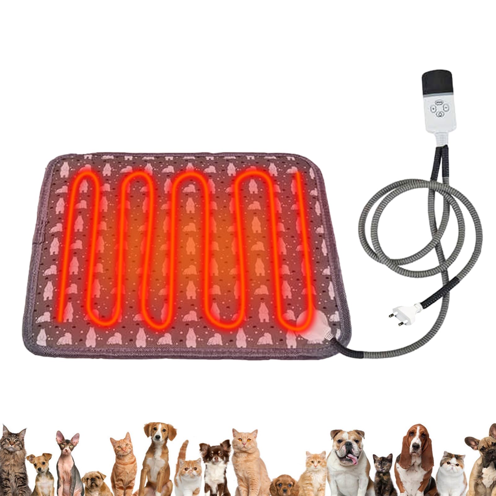 bellv Coussin Chauffant pour Chat | Coussin Chauffant pour Chat avec Affichage LED et minuterie | Tapis de Couchage Chaud en Coton rembourré pour Animaux de Compagnie, pour Niche, Chambre à Coucher