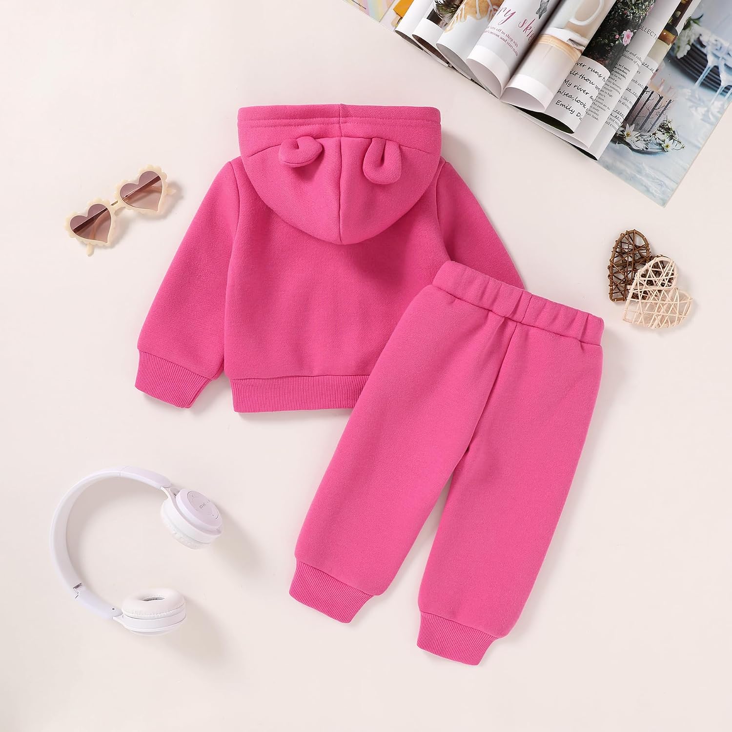 Happy Town Baby Clothes for Girls Boys Clothes Solid Color Zipper Hoodie and Pants Set Infant Fall Winter Outfits image 3