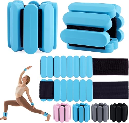 Miniatura 9 de Pesas de muñeca – Pesas ajustables para tobillo y muñeca para mujeres y hombres – Juego de pulseras con peso de 2 libras (1 libra cada una) | Pesas