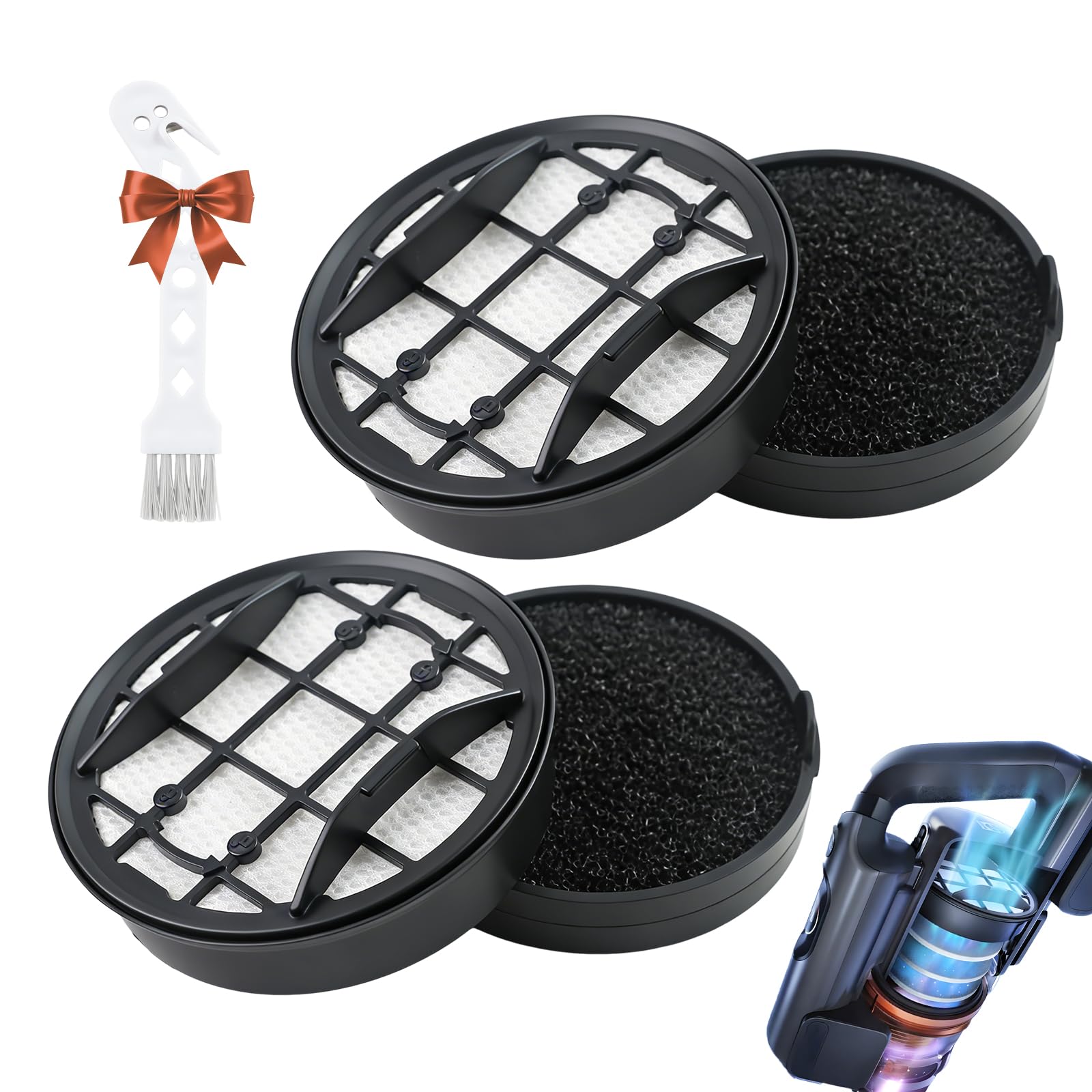HEPA zamiennik filtra do Philips VC 7000 8000 seria XC7053 XC7055 XC7057 XC8055 bezprzewodowy odkurzacz, 4 filtry zapasowe, trwały i nadający się do prania