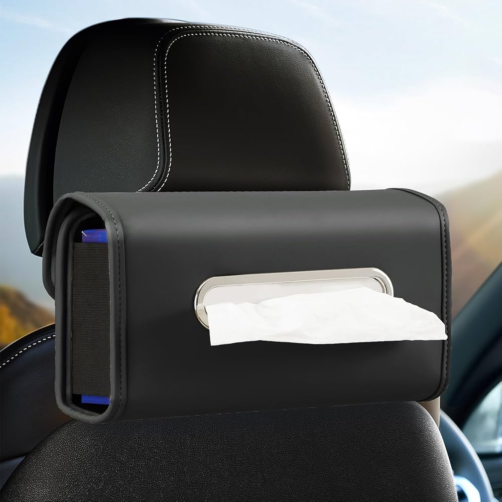 Leather Car Tissue Box Cover Sun Visor Seat Back Hanging Type Car