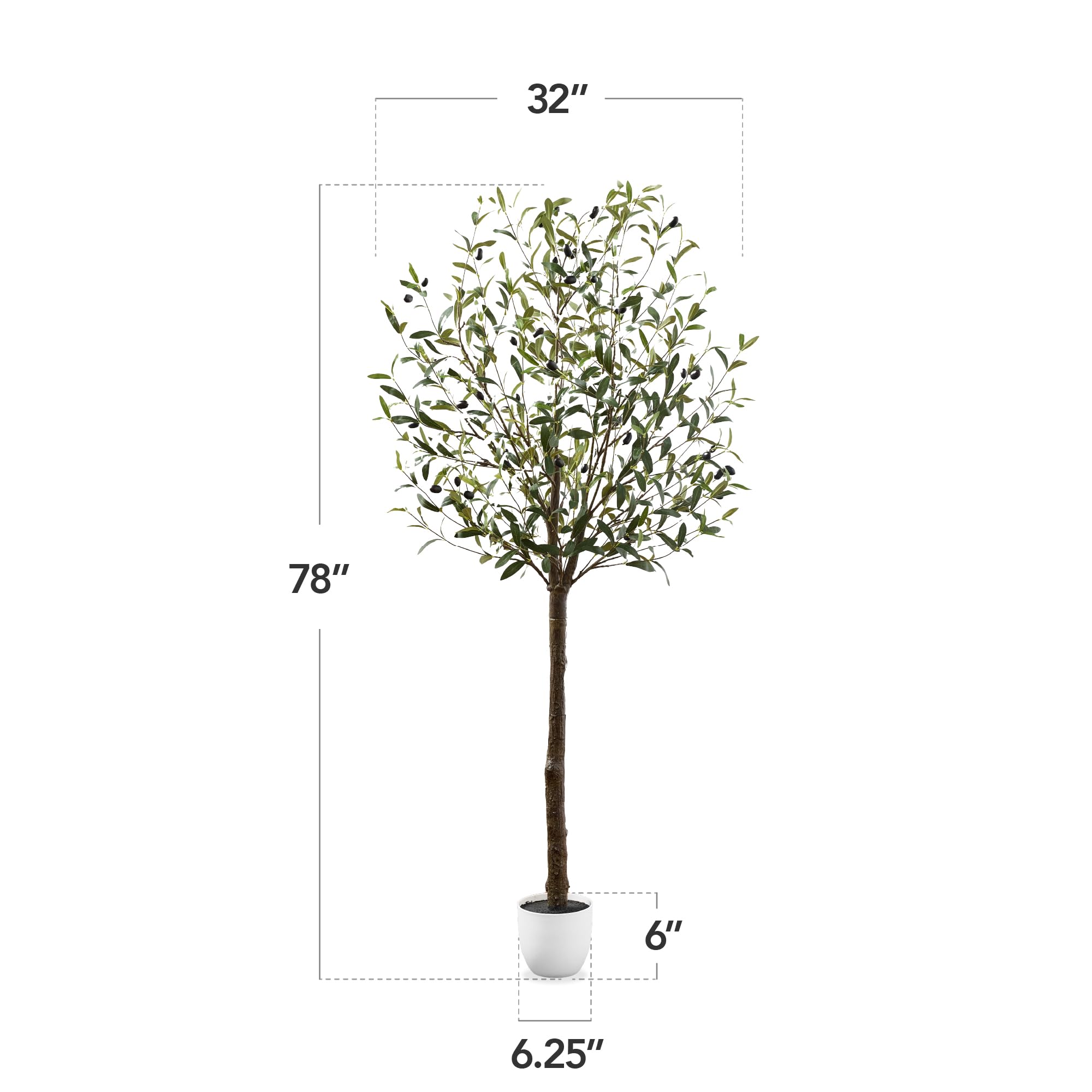 Best Choice Products 6.5Ft Artificial Olive Tree, Lifelike Faux Tree w/Planter Pot, Indoor Home Office Accent Decor Realistic Trunk, Fruit, Fake Plant