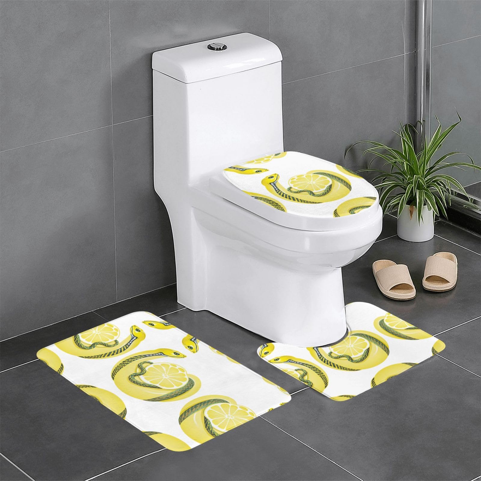 Séchage rapide tapis de bain antidérapant lot de 3 durable motif citron