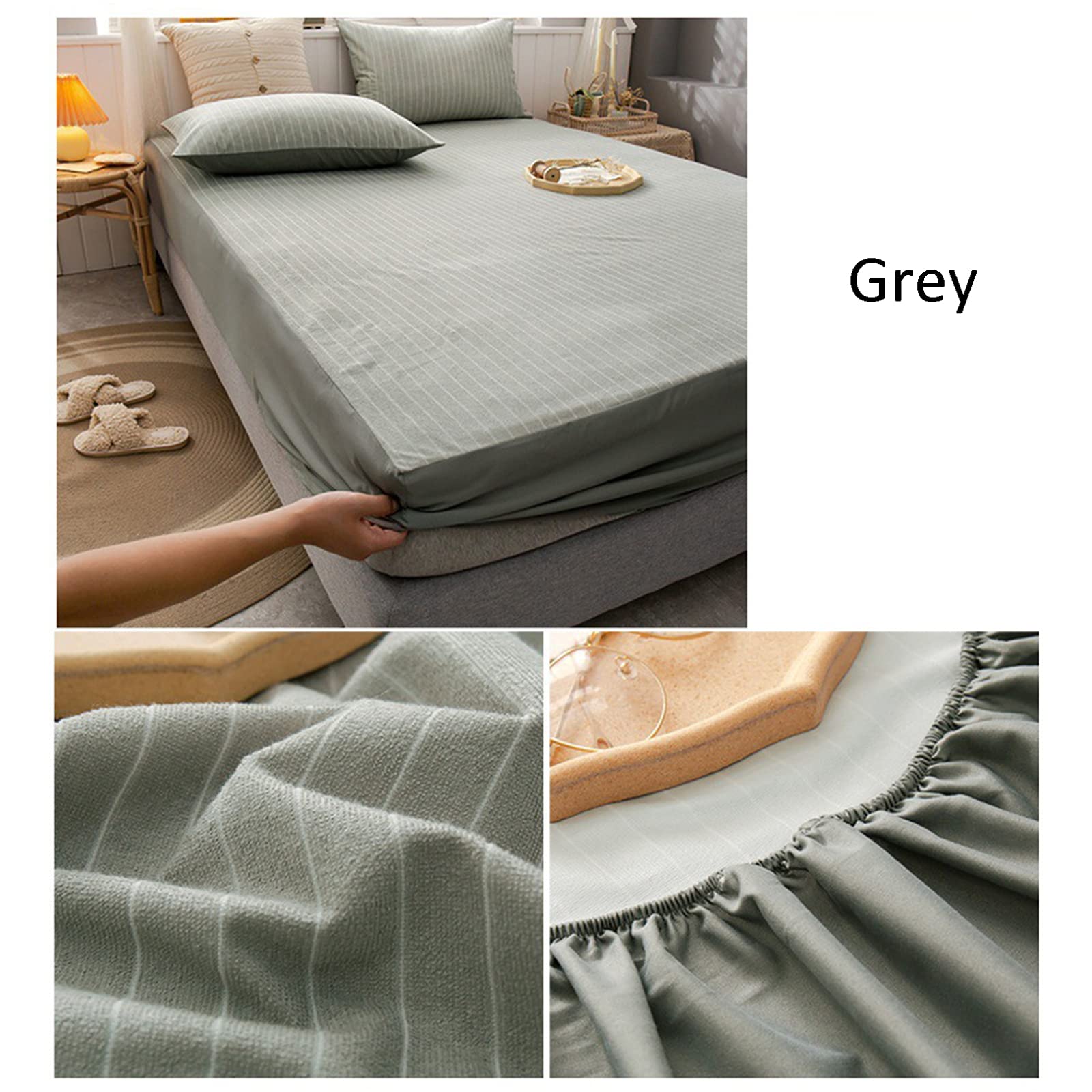 Confort Algodón Protector De Colchón, Ultra Suave Respirable Cubre Colchón, Impermeable Desmontable Funda De Colchón, Adecuado Para Dormitorio Hotel Cama Individual,GrayB-120×200cm(47×79inch)