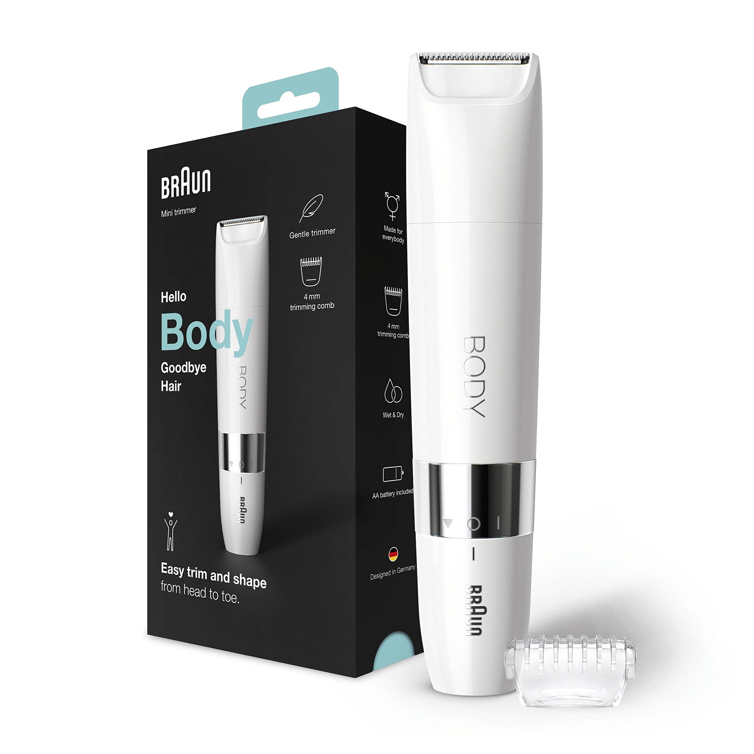 Braun Body Mini BS1000 - Tondeuse Corps Électrique Pour Femme Et Homme, Blanc (Lot de 2)