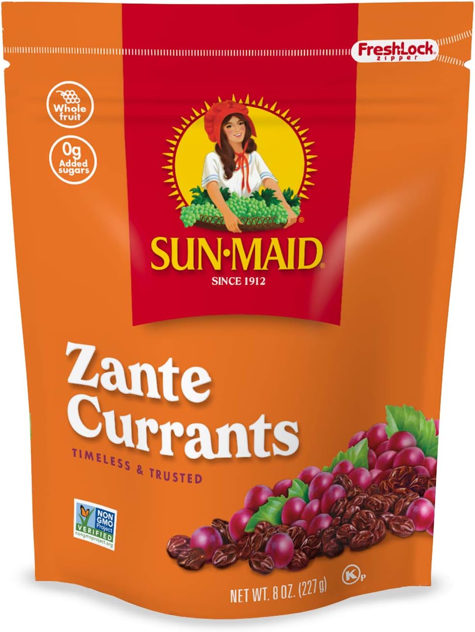 Sun-Maid California Zante Currants Snack Bags Whole Natural Dried Fruit No Artificial Flavors Non-GMO Vegan And Vegetarian Friendly 8 Ounce, Pack of 1