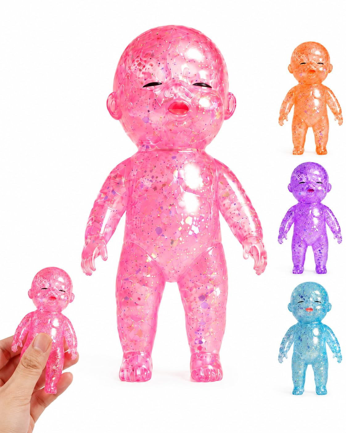 Baby Squishy Glittery Set,Slow Rising Squishy Baby Toys,Cute Soft Squishys babys, Portable Slow Rising Malt Sugar Stress Ball for Adult Kid Office Home Stress Relief Gift (Random colors)