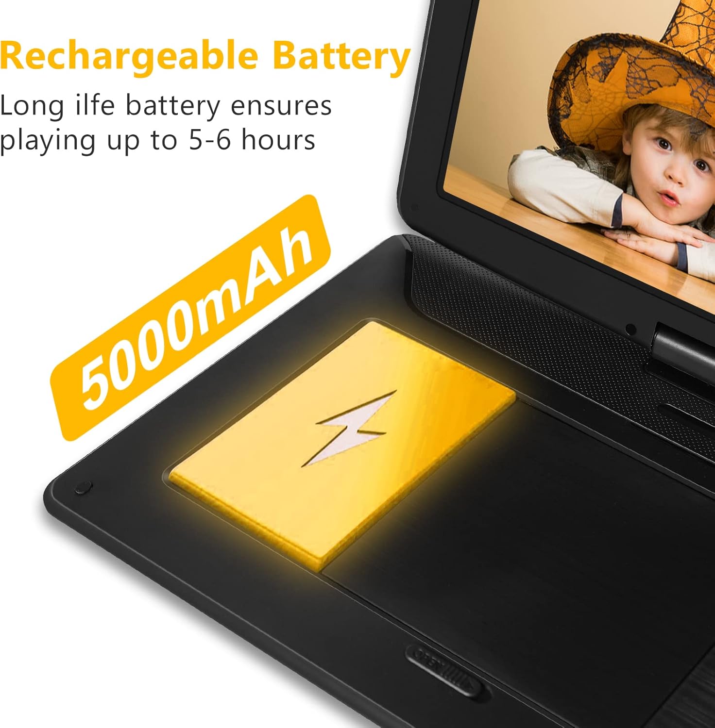 17.5" Portable DVD Player with 15.6" Large HD Swivel Screen,6 Hours Rechargeable Battery, DVD Player Portable Support USB/SD Card/Sync TV, Multiple Disc Formats, Black