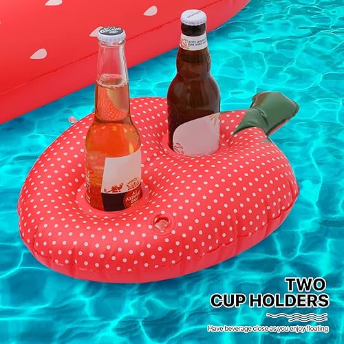 Miniatura 5 de MoNiBloom Flotadores inflables 2 en 1 para piscina para adultos, flotadores gigantes de piscina con portavasos desmontable, tumbona de agua de