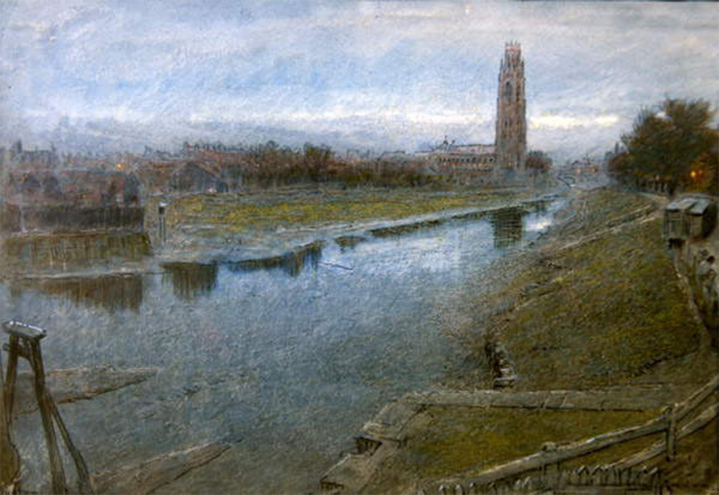ARTXLXXBN Famous Art Print Poster Vintage Wall Art View of Boston Lincolnshire by Albert Goodwin Canvas Art Poster for Home Decor 60x90cm