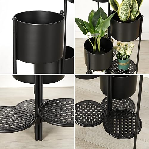 Vista 5 de SSS Furniture Soporte esquinero de metal para plantas de interior, 6 niveles y 6 macetas para exteriores, estantes para sala de estar, estante