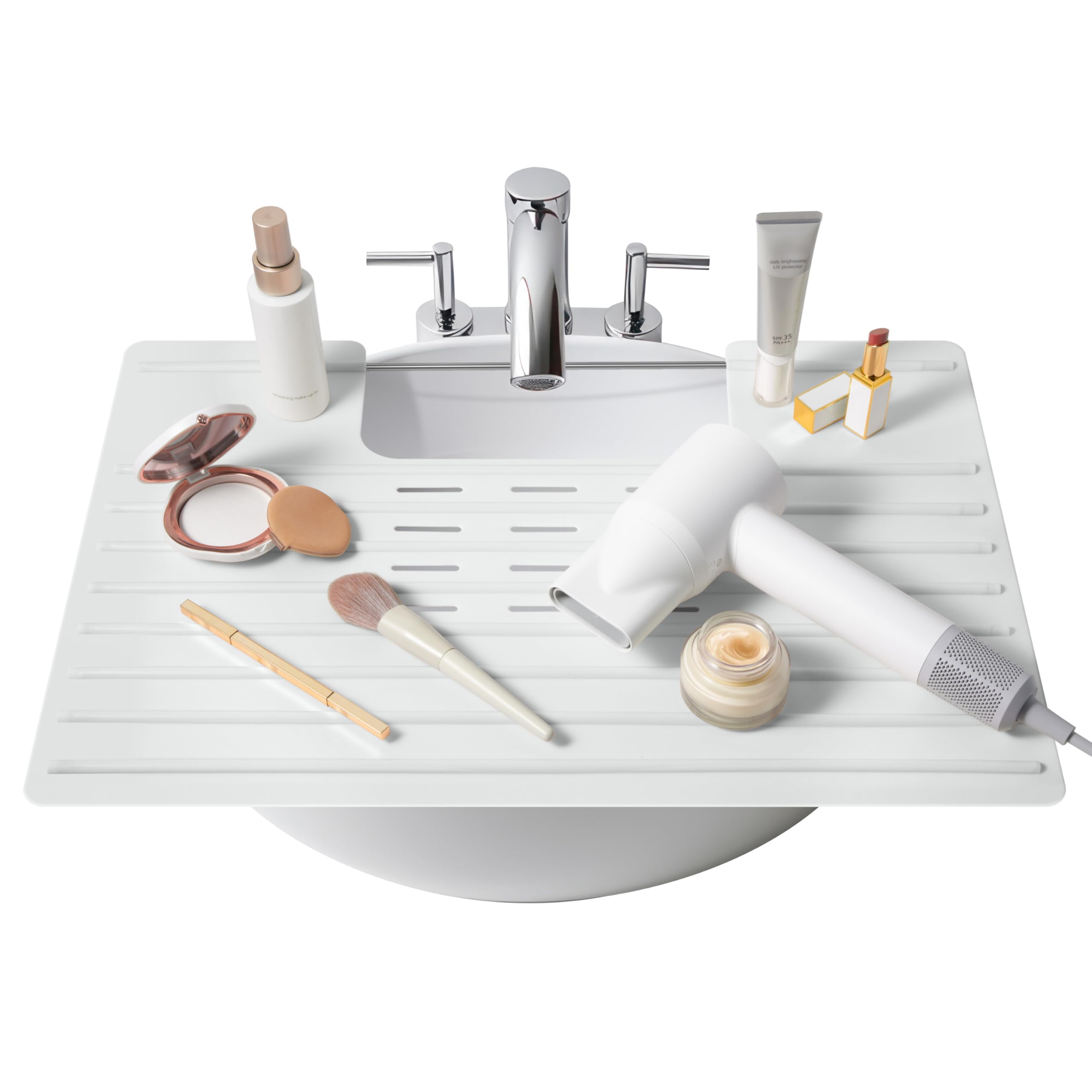 Maplefield Bathroom Sink Cover for Counter Space, Heat Resistant Silicone Sink Mat for Your Beauty Routine, Small Bathroom Space Saver Sink Cover for