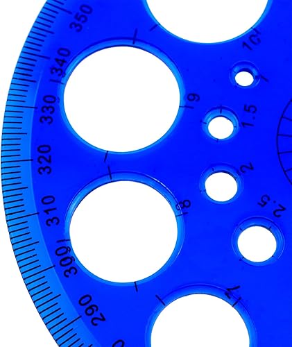 Miniatura 4 de Haidong transportador circular de 360  plantilla redonda completa transportador plástico azul herramienta de dibujo circular adecuado para la