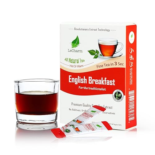 English Breakfast Instant Tea on the Go LeCharm Extracto de té 100% natural, bebida sin azúcar en polvo de té cristalizado instantáneo para agua