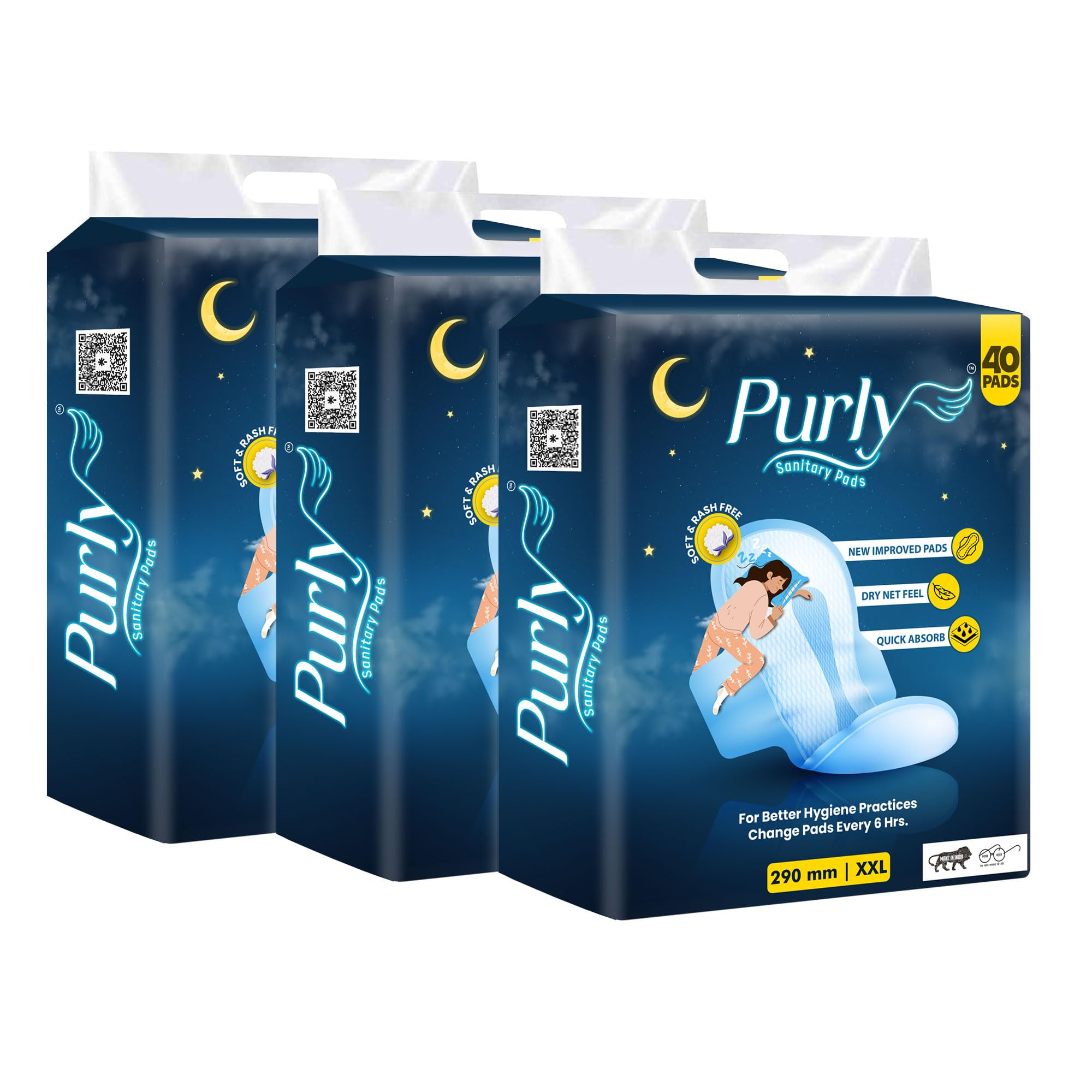 Purly Cottony Soft Sanitary Pads for Women with Hygiene & Comfort 12 Pads| Ultimate Protection & Comfort, Locks Odour & wetness| Superior Dry feel With LeakLock Technology| XXL 290 mm 120 Napkins (Pack of 3 ) (B0DB8RLLCQ) Amazon Price History, Amazon Price Tracker