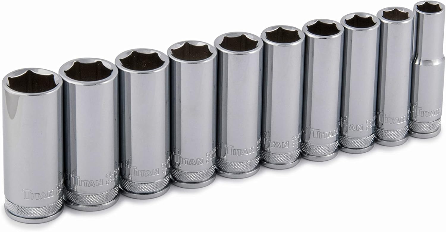Titan 68402 10-Piece 3/8-Inch Drive 6-Point Metric Deep Socket Set