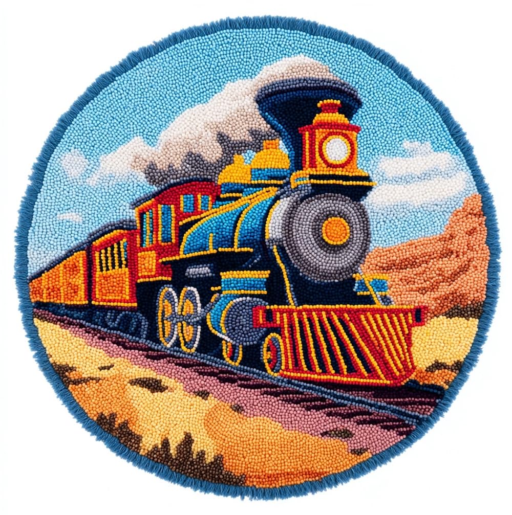 kitphoenix DIY Crochet Carpet for Beginners, Vintage Steam Train