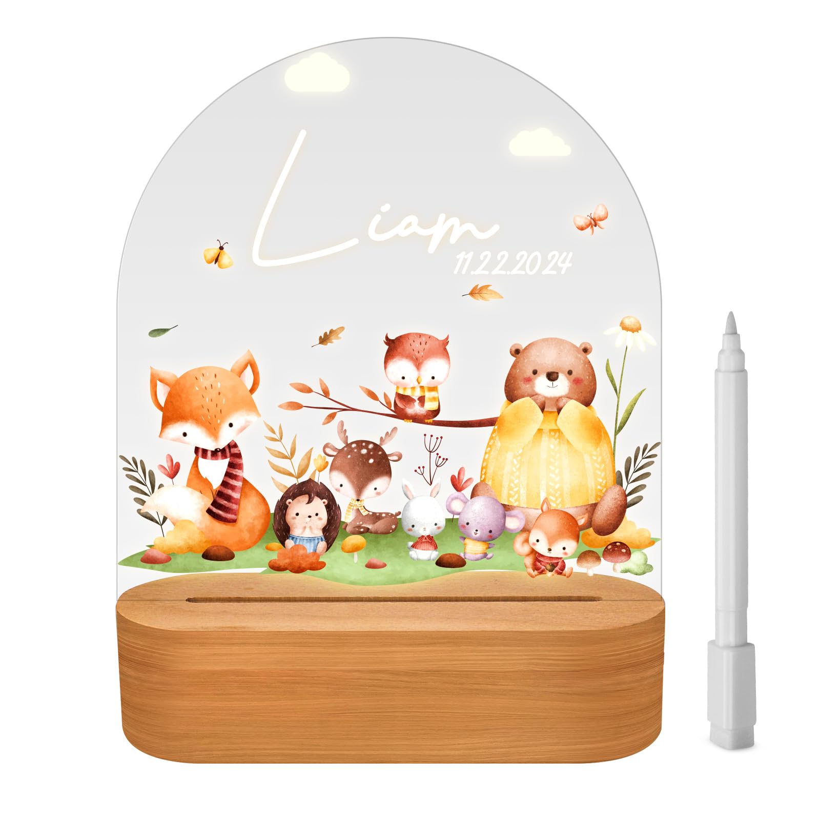 CENOVE Nachtlampe mit Kritzelstift, Individuelle Nachttischlampe Kinder, Niedliches Nachtlicht für Babys, Personalisierte Geschenke für Babys, Geschenk zur Geburt
