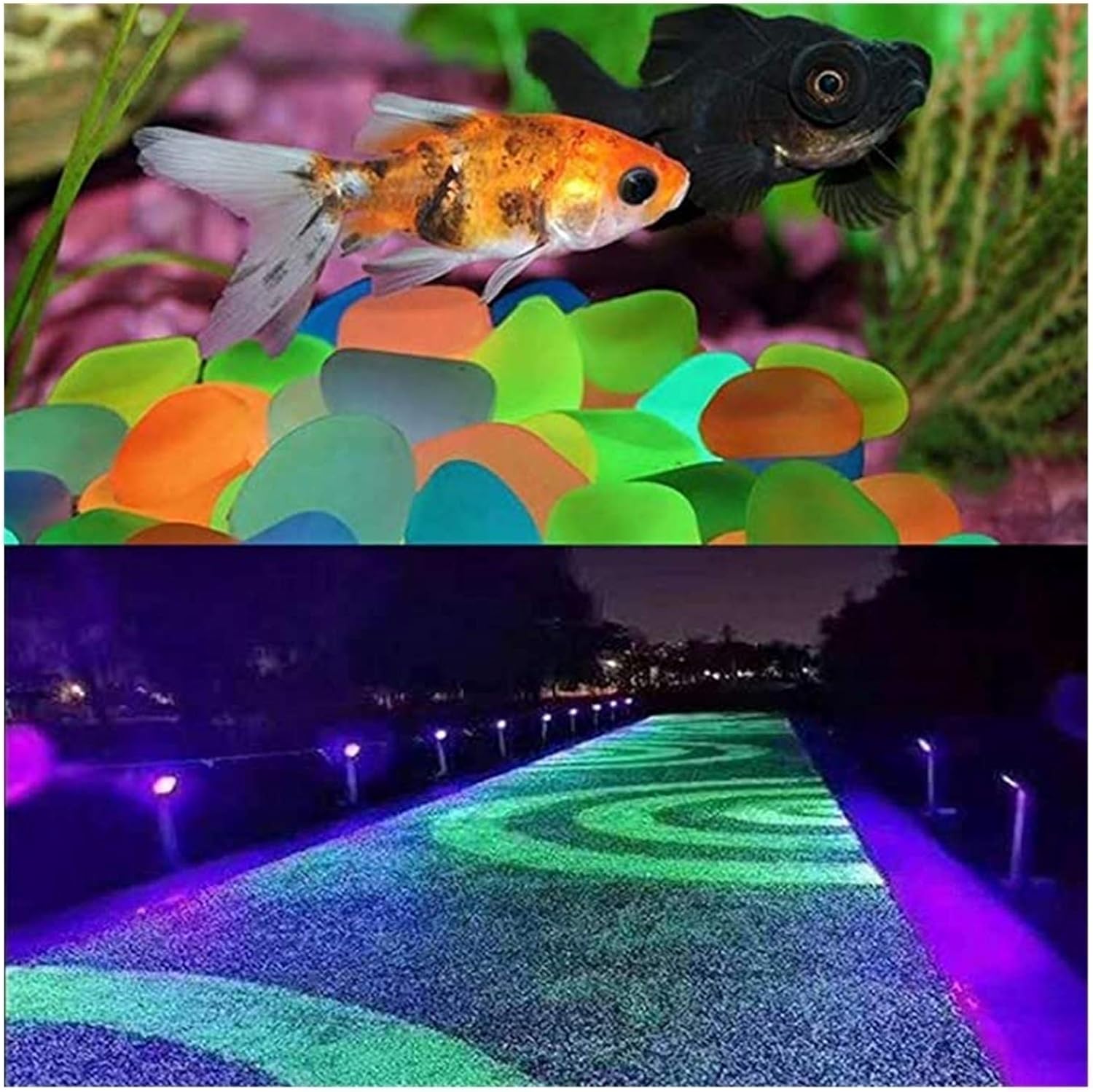 Glowing Stone Purple Luminous Rocks, Indoor and Outdoor Decoration with Luminous Rocks, Garden Lawn Yard Aquarium Walkway Fish Tank Decoration (Size : 400PCS)