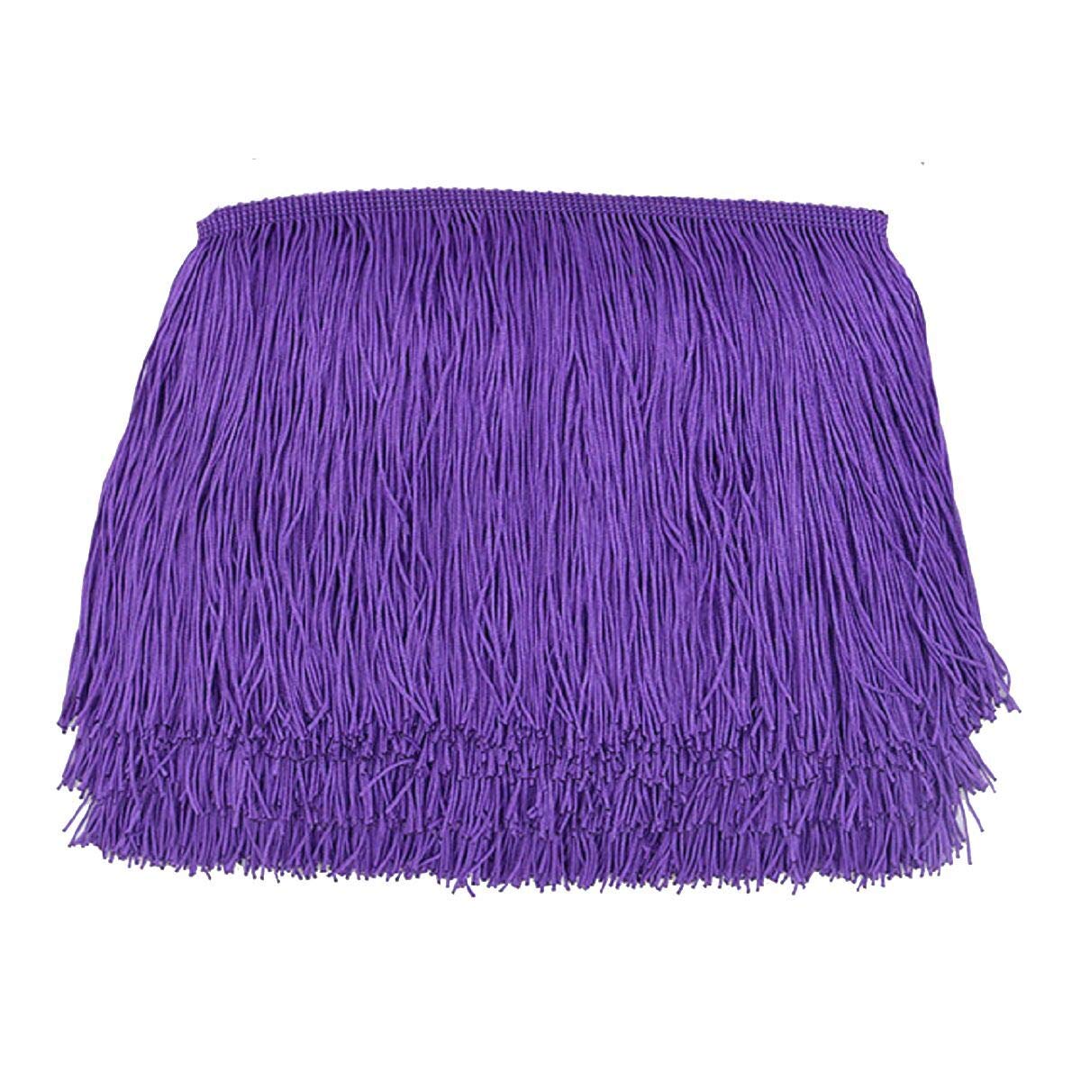 Yalulu 10 Meters Latin Fringe Polyester Tassel Lace Trimming DIY Latin Macrame Samba Dance Clothing Curtain Lace Trim Clothes Accessories (Deep Purple)
