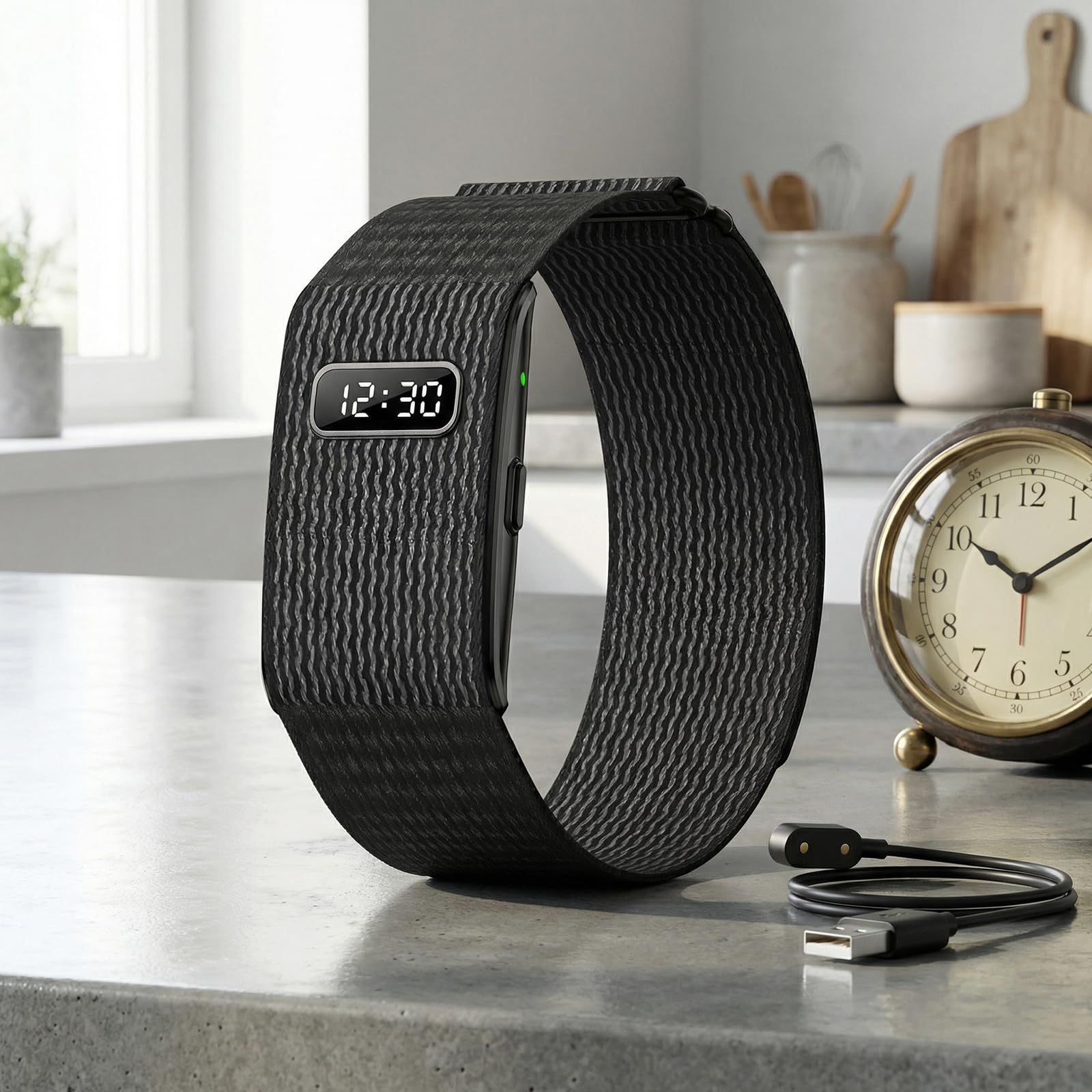 Health Guardian 30+ Tage Akku Smart Band mit winzigem Display, 24/7 Gesundheitsmonitor (HR/HRV/SpO2) & kostenlosem lebenslangen KI-Bericht, kein Abonnement (Schwarz)