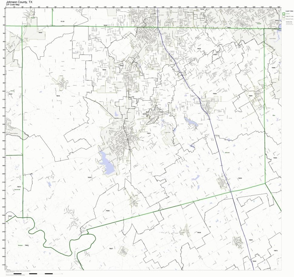 Johnson County Zip Code Map Amazon.com: Working Maps Johnson County, Texas Tx Zip Code Map Not  Laminated : Office Products