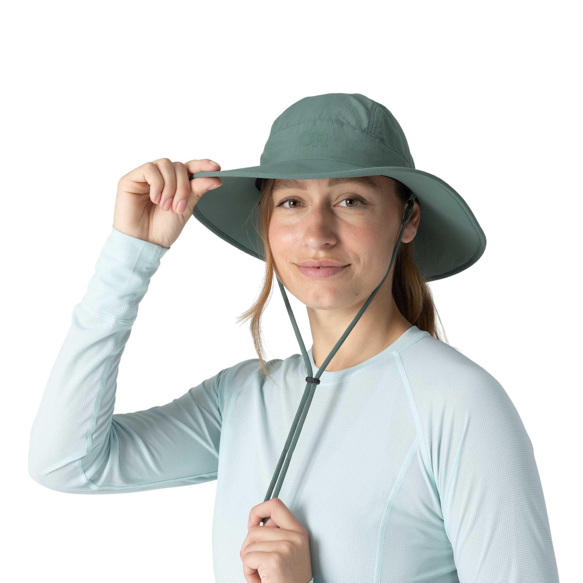 Outdoor Research Oasis Sonnenhut für Damen, breiter Krempe, leichter Sonnenhut mit UPF 50+, zum Wandern und Golfen, mit Kinnriemen, Malachit, XL