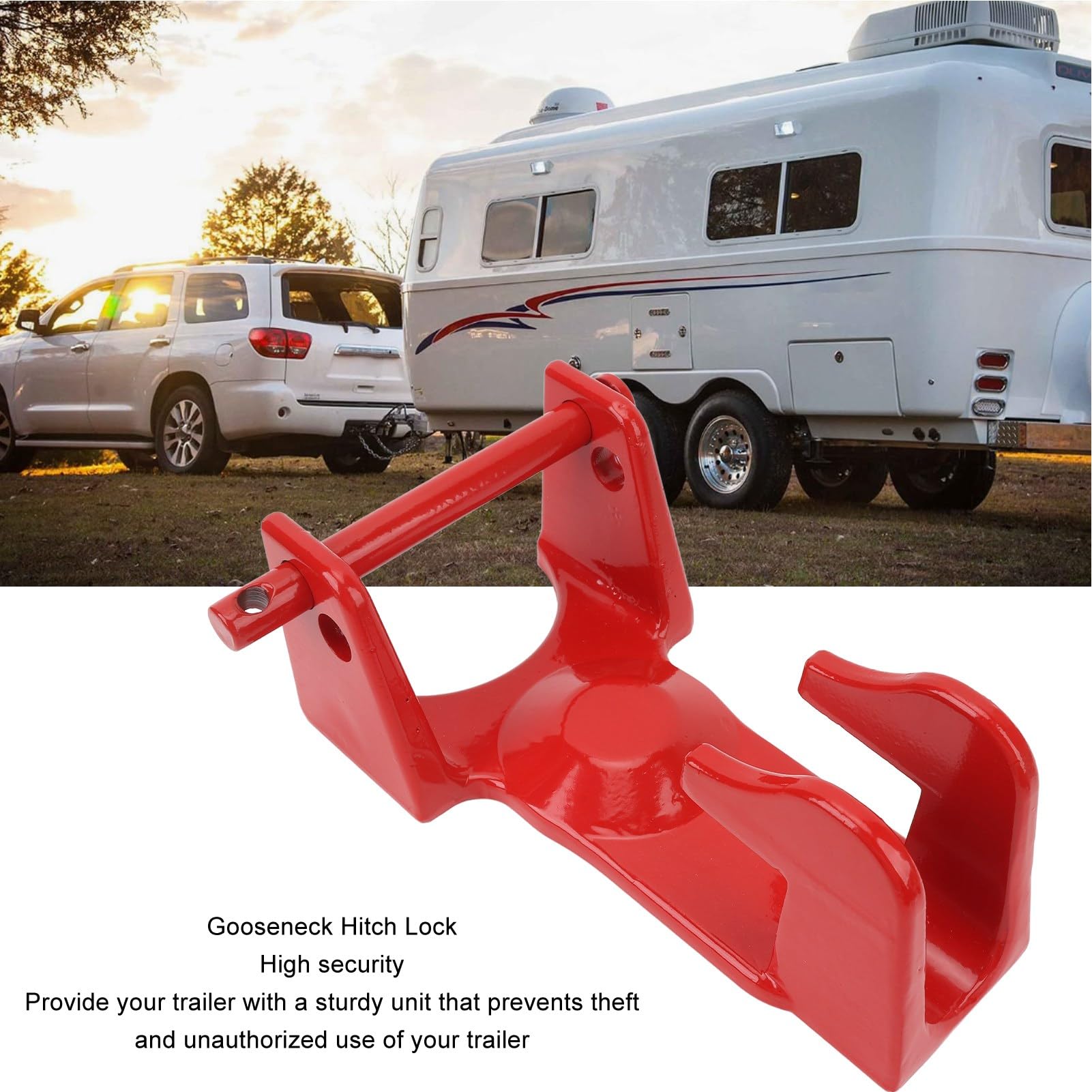 Schwanenhals Hitch Lock Heavy Duty Theftproof Kupplungsschloss für Anhänger Wohnmobile Metall 11" X 6.25" (Rot)