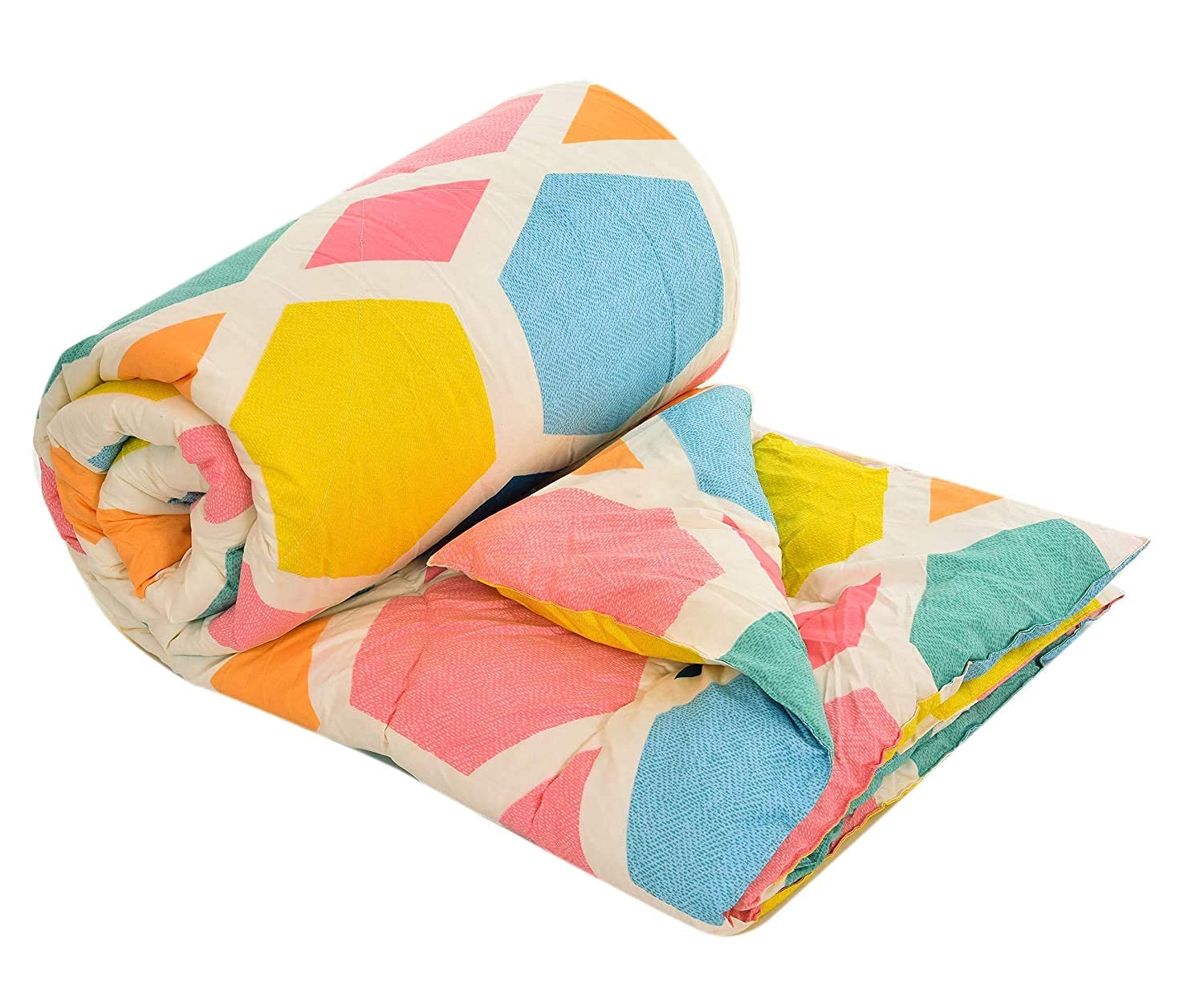 COZY FURNISHMicrofiber -AC Comforter Quilt/Duvet Special for All Seasons - Printed Comforter - Reversible Comforter (Multicolor, 90" x100",Double)