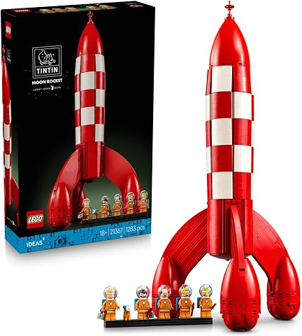 LEGO Ideas Tintin Ay Roketi 21367 | Yetişkinler için 5 Minifigür İçeren Dekoratif Model Yapım Seti, Hediye Fikri (1283 Parça)