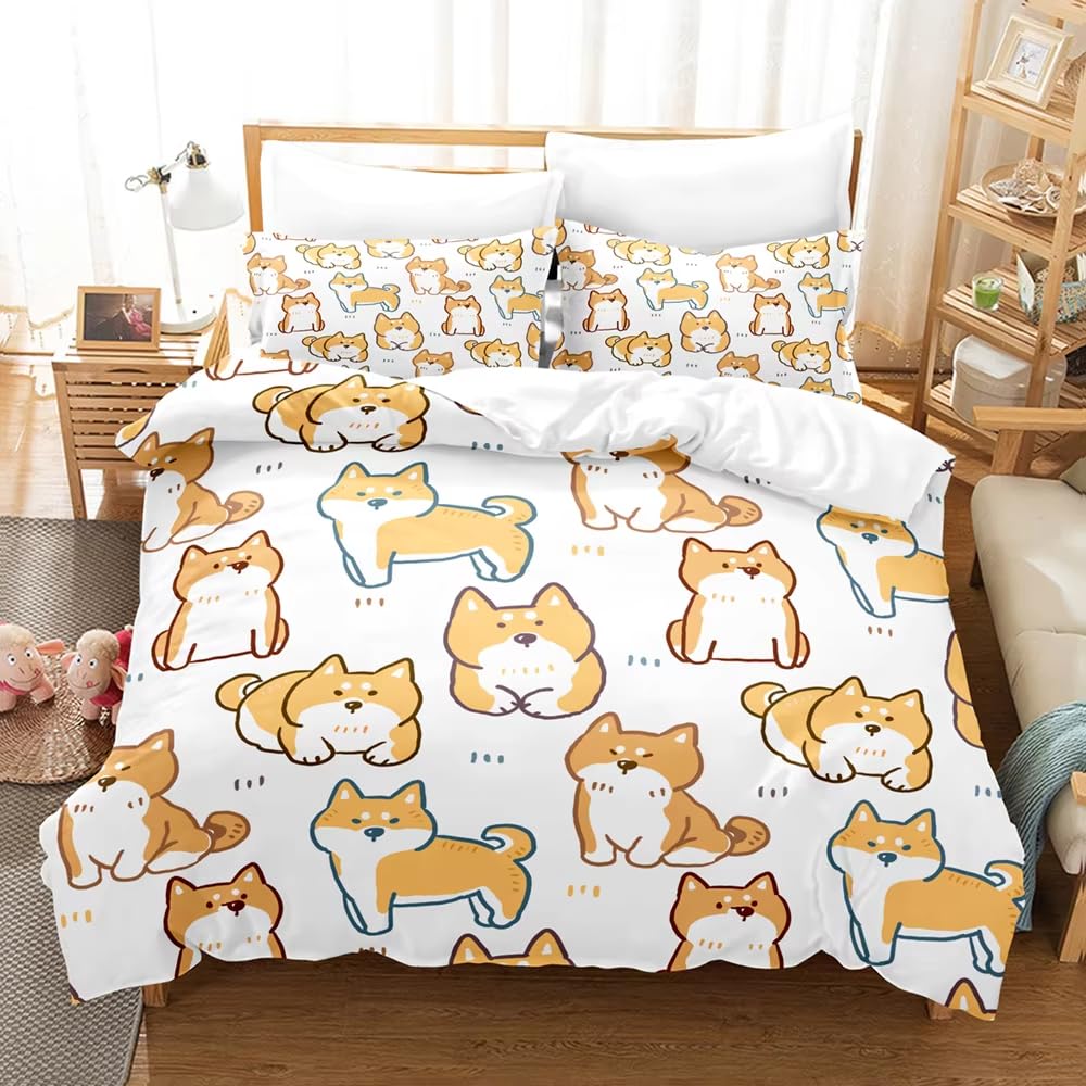 Parure de lit 220x240 corgi avec housse de couette zip 2 personnes