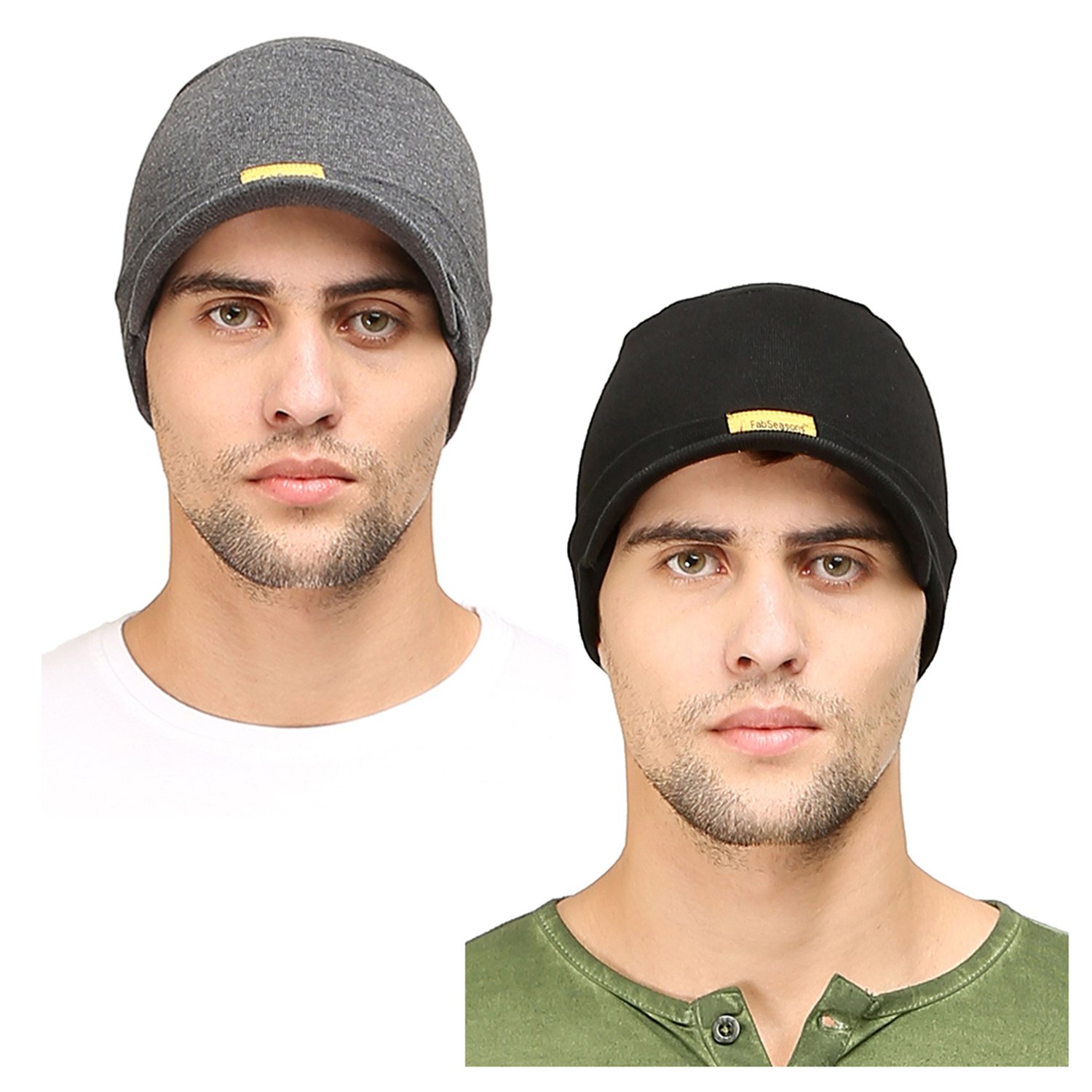 FabSeasons Cotton Skull Cap with Peak, Ideal for All Summer & Winters. Combo Pack of 2 (Black, Dark Gray) (B074G1G3ZT) Amazon Price History, Amazon Price Tracker