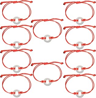 ABBECIAO 10Pack AluminumWasher Bracelet Metal Stamping Project Kit for Friends Lover Inspirational Bracelets Making (Red)