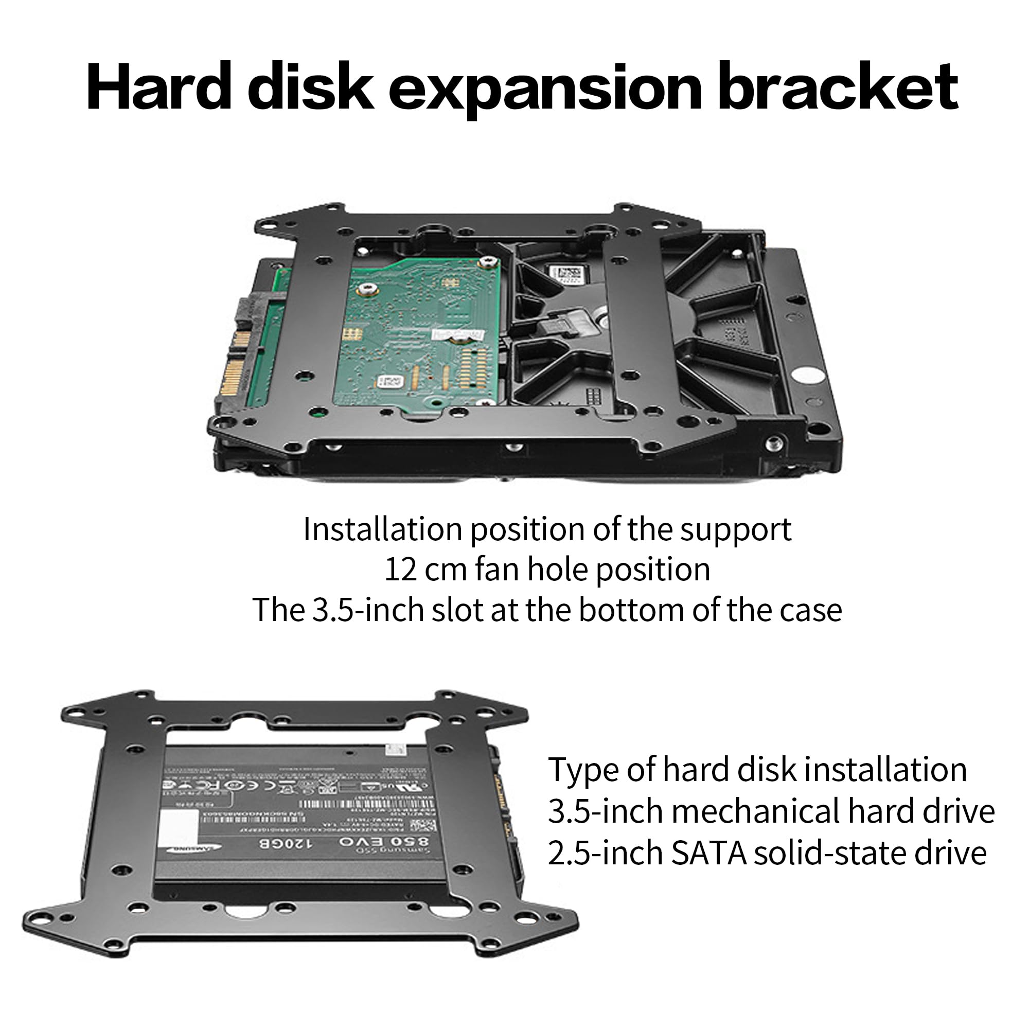 YAODHAOD SSD Einbaurahmen Metall für 2,5" / 3,5" Zoll HDD/SSD Halterung stapelbar, platzsparende Speichererweiterung für PC Gehäuse, NAS, Server (3)