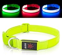 Vista 7 de Collar de perro con luz LED, recargable por USB, tamaño ajustable, correas de nailon TPU resistentes, seguridad brillante, collares básicos