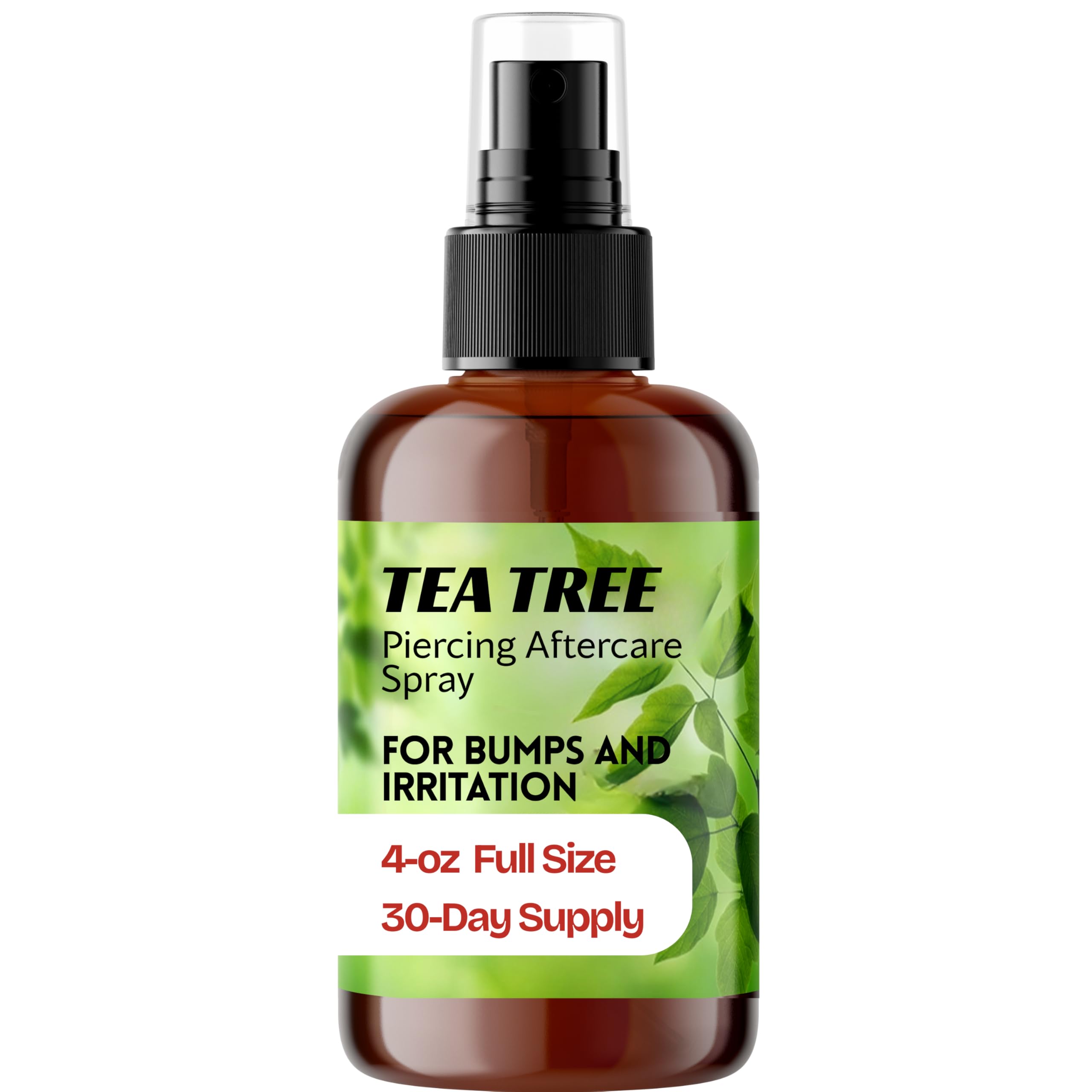 Fast Healing Tea Tree Piercing Spray, Organic Essential Oil with Natural Sea Salts and Vitamins Aftercare (4 Oz, Personal Size)