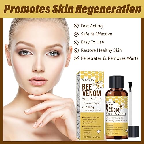 Miniatura 7 de SUVNUFK Removedor de verrugas de veneno de abeja, congelación de verrugas de acción rápida con 12% de ácido salicílico, removedor líquido de marcas