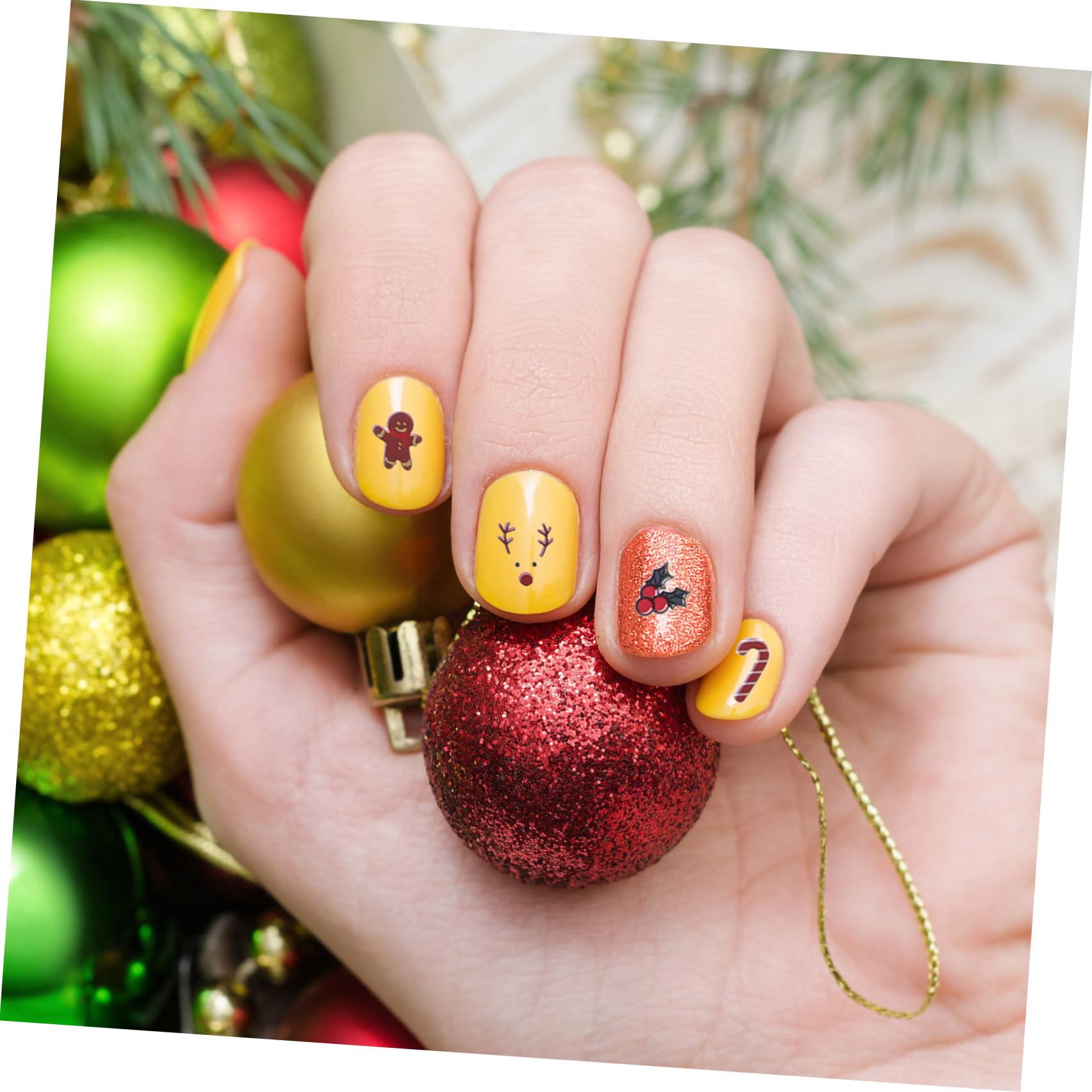 50 Fogli Adesivi Unghie Natale Termico Decorazioni Feste Nail Art Autoadesivi Manicure Facili da Usare Design Variegati Charm Festivo