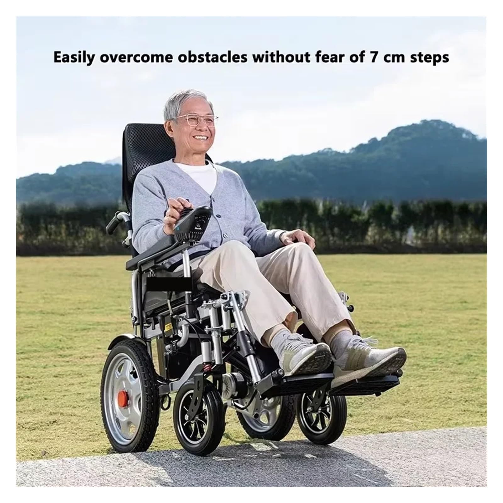 Sedia A Rotelle Elettrica Scooter For Mobilità A Quattro Ruote Pieghevole Completamente Automatico Intelligente For Anziani For Disabili Mobilità Confortevole Fluida(Rose Red)