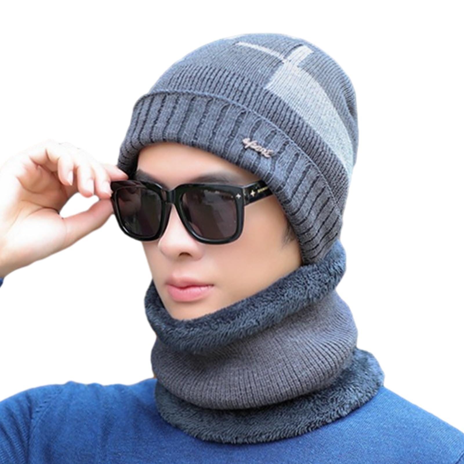 Gorro y bufanda de punto con calefacción USB unisex para invierno 8