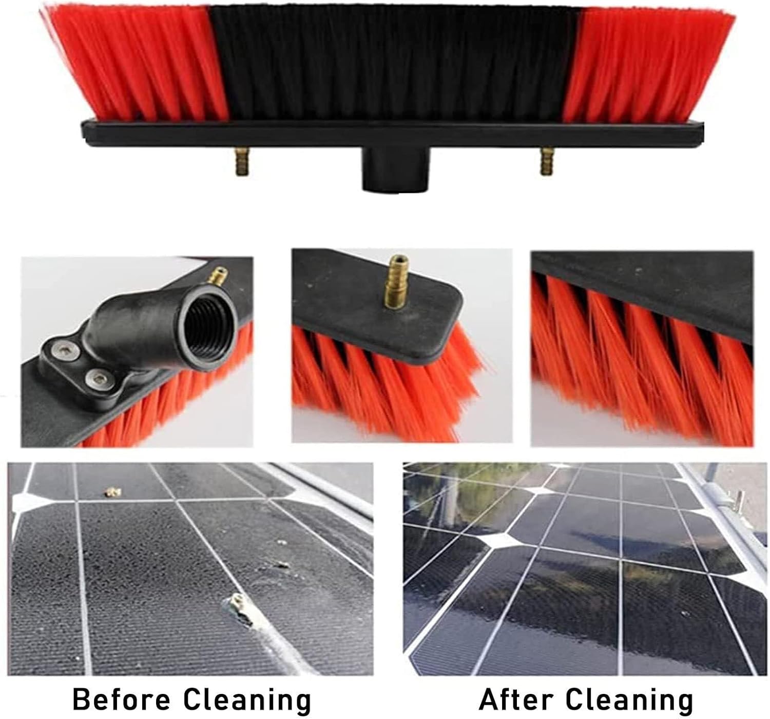 Window Cleaning Rod, Water-Fed Telescopic Brush,Extendable Cleaner Greenhouse Roof, Cleaning Photovoltaic and Solar Panels, Cleaning Brush Head