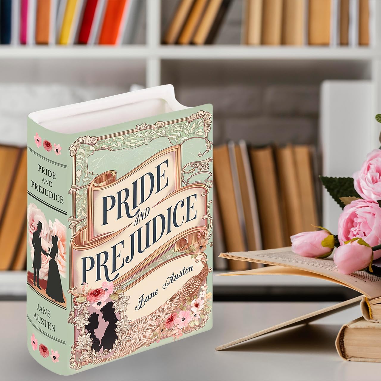 Ceramic Book Vase Pride and Prejudice Gifts for Book Lovers Women & Men - Jane Austen Gifts for Women Bookish Christmas Decor for Bookshelf - Bookworm Bookish Gift Cute Librarian Present for Readers - Image 5