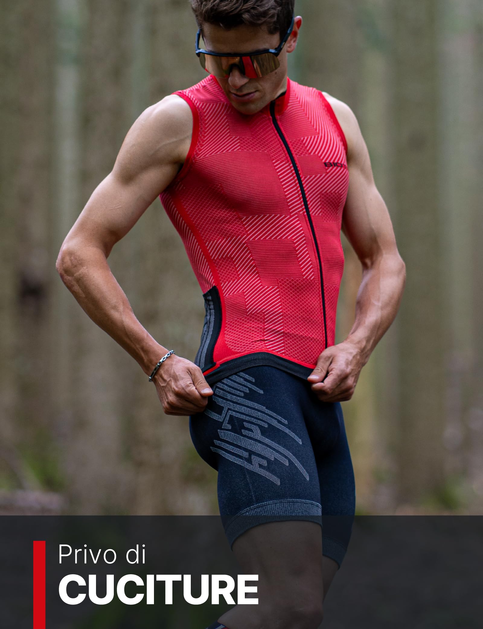 BIOTEX Smanicato Soffio Unisex per Ciclismo e Running, Gilet Leggero e Traspirante con Tasche Posteriori, Senza Cuciture