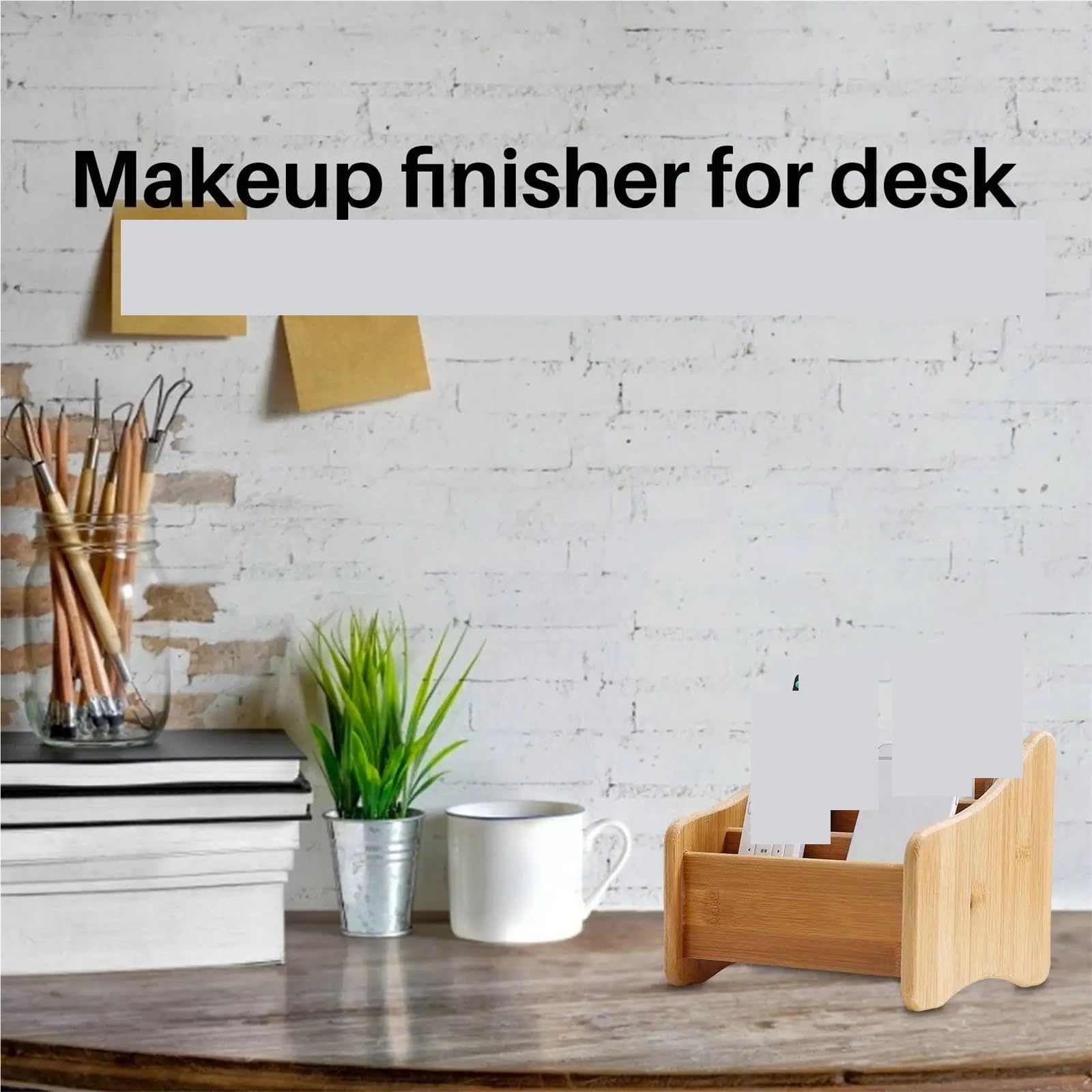 Organisateur de bureau en bois, support télécommande, conteneur rangement avec 3 compartiments for stylos et crayons pour Télécommandes